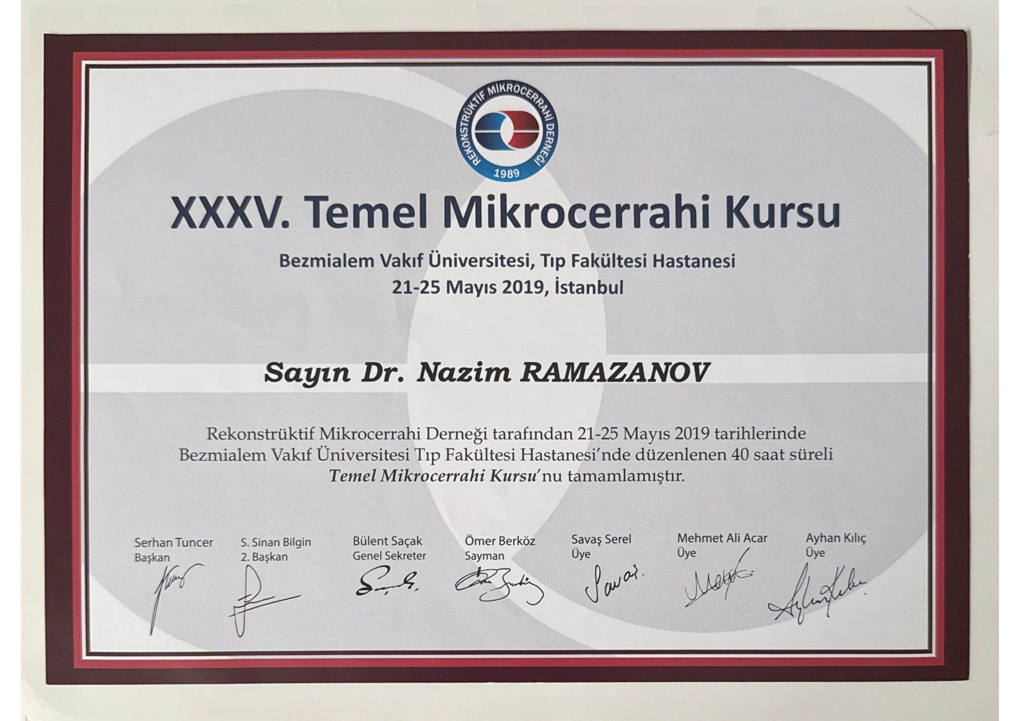 XXXV. Temel Mikrocerrahi Kursu